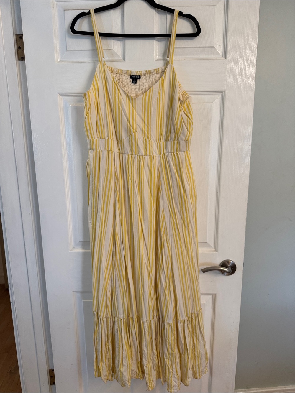 Torrid Yellow Stripe Maxi Dress with Spaghetti Straps